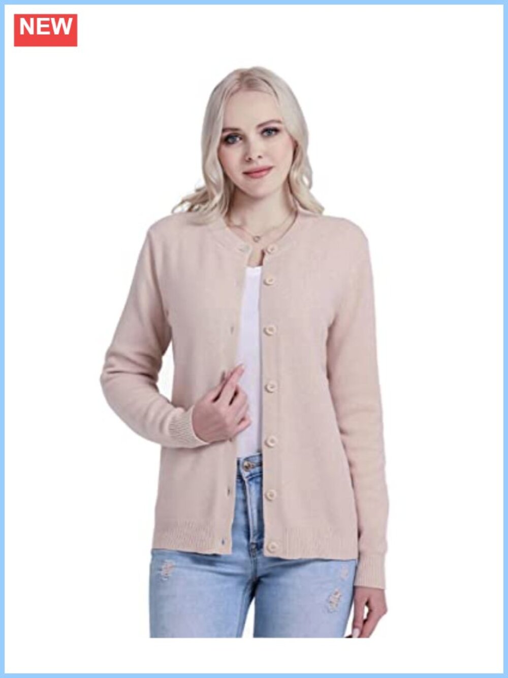 Button Down Cardigan Sweater Soft Warm Crew Neck Women's Fall Winter Gift